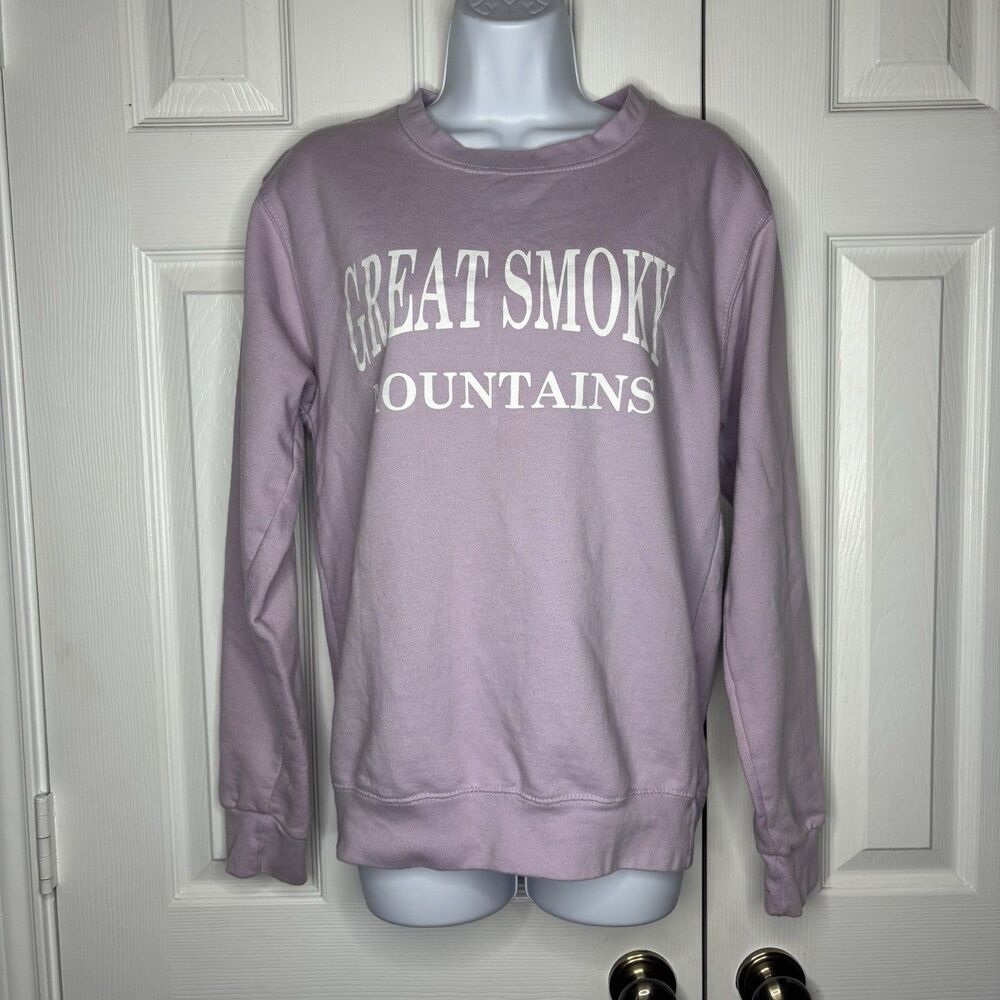 Great Smoky Mountains Small Purple Crewneck Sweatshirt Graphic Pullover